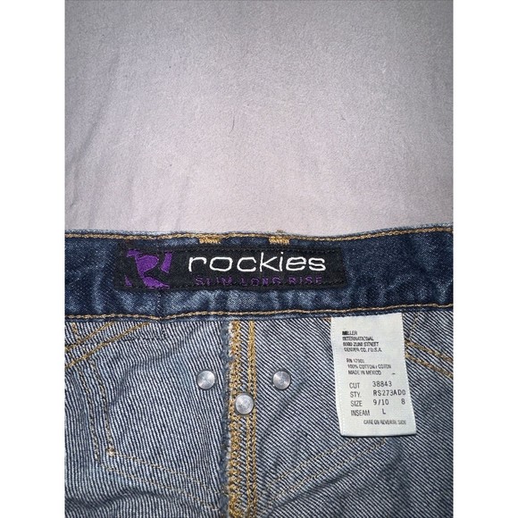Vintage Rockies Jeans Womens 9/10 Long Dark Wash Western Studded Slim - Picture 2 of 14